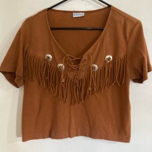 Cropped Vintage Western Fringe shirt